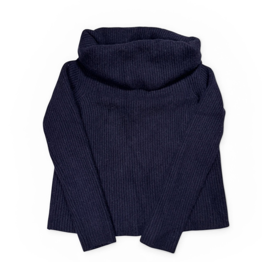 THE ROW Women's Wide Turtleneck 100% Cashmere Navy Sweater Made in USA Size XS